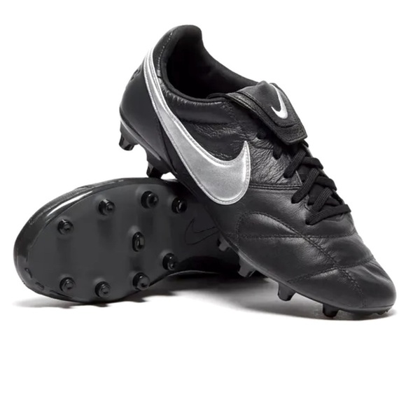 Nike Premier II FG Soccer Cleats Leather Black Silver Shoes W6 M4.5 US EUC - Picture 1 of 14